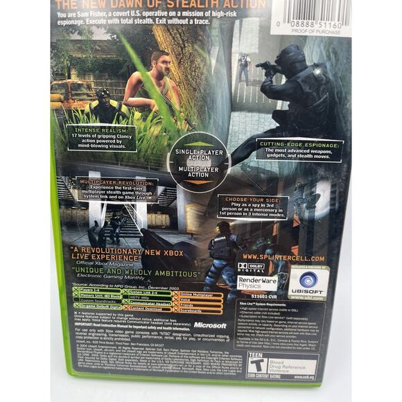 Tom Clancys Splinter Cell Pandora Tomorrow Xbox Complete CIB - Picture 4 of 9